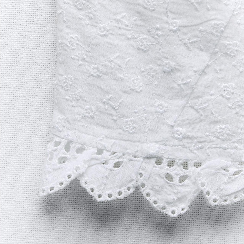 Zara limited edition embroidered cotton tied top - Picture 8 of 9